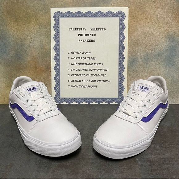 Vans Shoes - Vans Ward Leather Deluxe 500714 Women's White Low Top Sneakers Size 9.5M